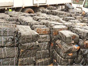 The seized cartons of frozen chicken.