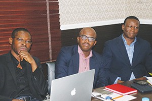 From left: Noah's Ark Executive Creative Director, Bolaji Alausa; Adisa; and Media Director, Kareem Taiwo; at the media parley in Lagos on the Boko Haram campaign.