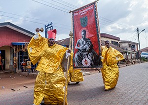 Jelili Atiku, Holy Ovonramwen Cathedral, Igun Street, Benin City, Nigeria  (December 6 -7, 2014). Photo by Andrew Esiebo.