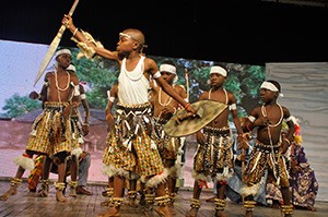 Some of the children on stage in the production of Akrifa 