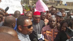 Former Senate President Adolphus Wabara leads protest