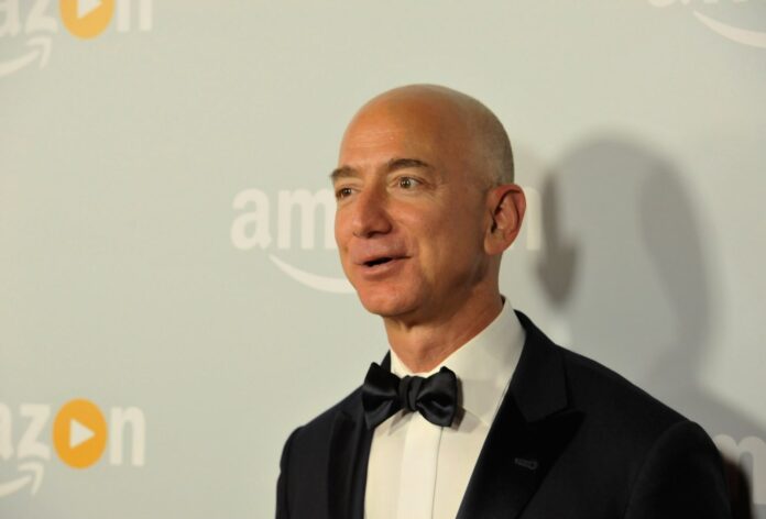 Jeff-Bezos dressed in a dinner suit