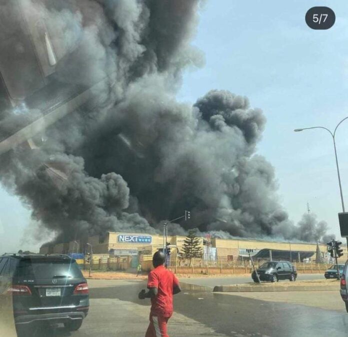 NEXT Supermarket, Abuja, on fire