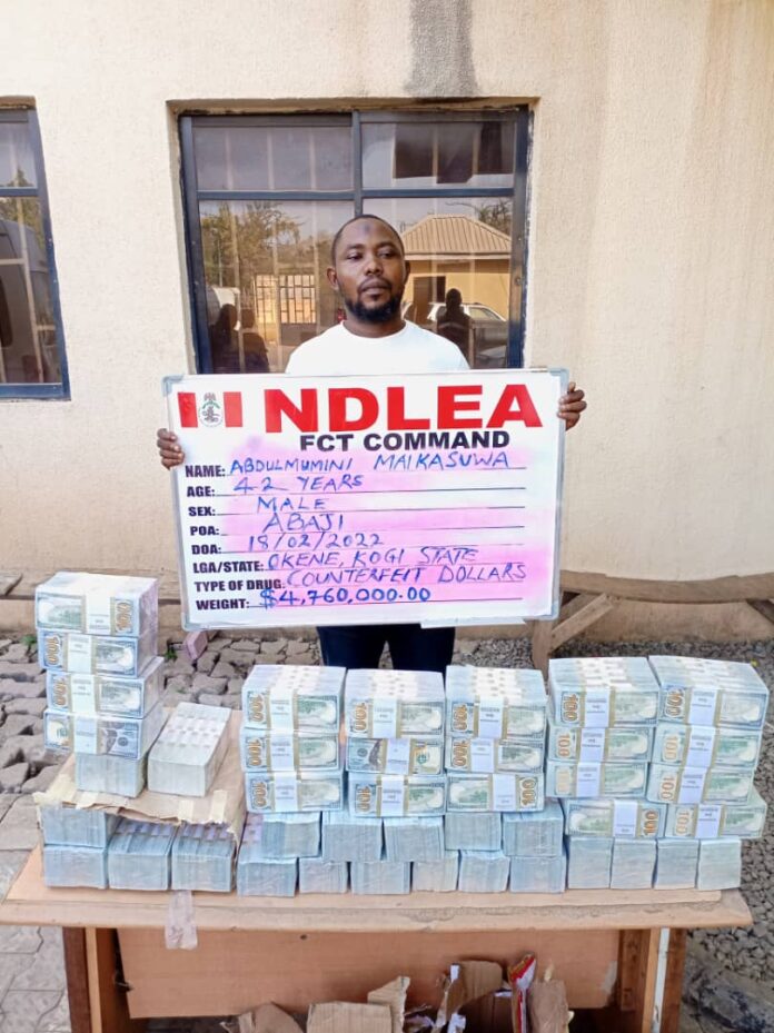 Abdulmumini-Maikasuwa, NDLEA intercepts counterfeit $4.7million cash in Abuja