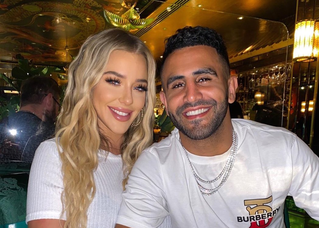 New mum Taylor Ward steps out on crutches for dinner with her footballer  husband Riyad Mahrez