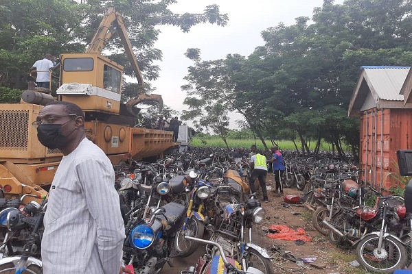 Lagos begins crushing of 2,000 impounded Okada