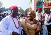 Gov Ugwuanyi former aide, Sheddy Ozoene, receiving chieftaincy title in Enugu