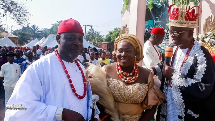 Gov Ugwuanyi former aide, Sheddy Ozoene, receiving chieftaincy title in Enugu