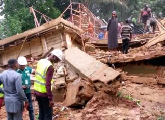 Many-feared-trapped. Scene-of-building-collapse