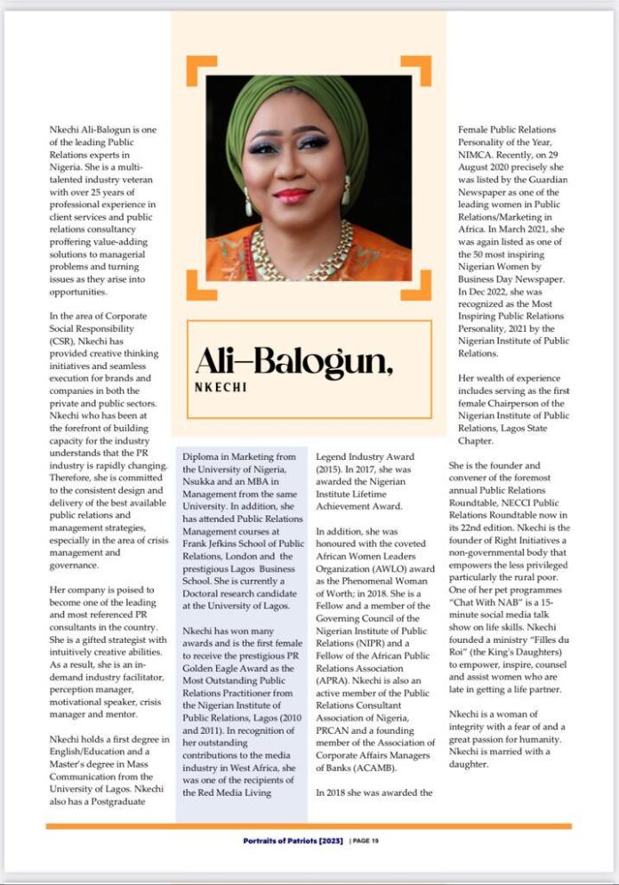 Ali-Balogun, Akande, Idahosa make Portraits of Patriots: 100 Leading Nigerian Thought leaders 2023
