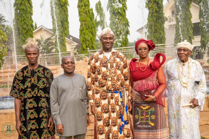 Alex Otti with new Eze Aro, Eberechukwu Oji, wife Nneoma and others