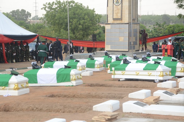 Delta killing: Remains of 17 soldiers arrive cemetery as burial begins