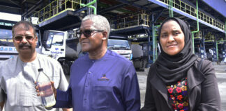 Aliko Dangote and others at Dangote refinery