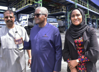 Aliko Dangote and others at Dangote refinery