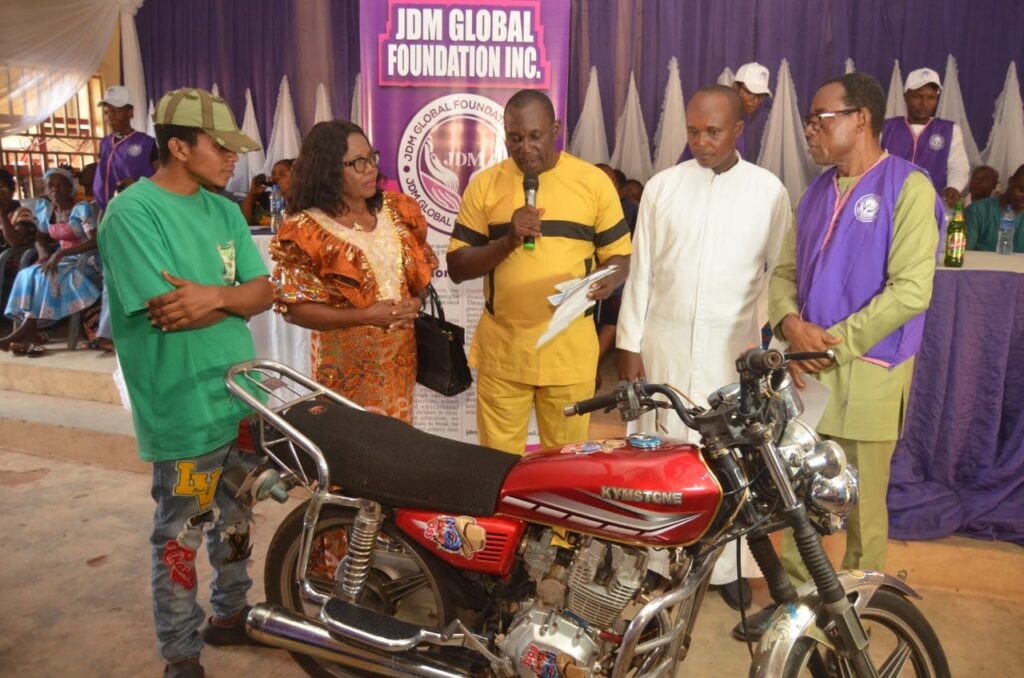 JDM Global Foundation's new motorcycle for Mr. Ibeto