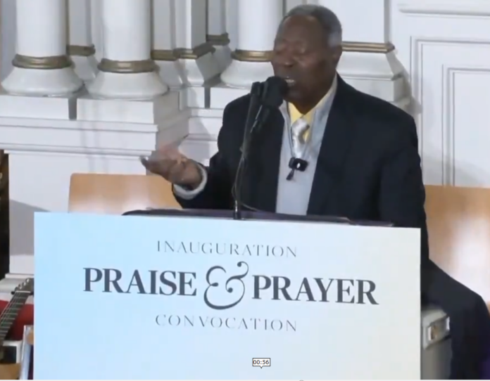 William Kumuyi praying at Trump inauguration