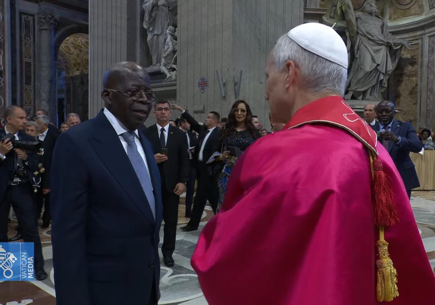 Tinubu meets Pope Leo XIV after inauguration mass in Rome