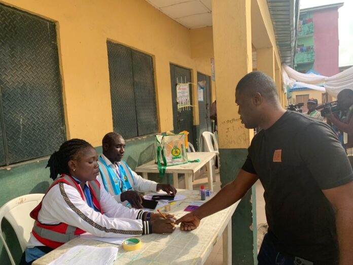 Voting at Sanwo-Olu's ward