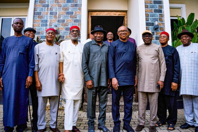 Jonathan, Obi and the South East leaders during the visit