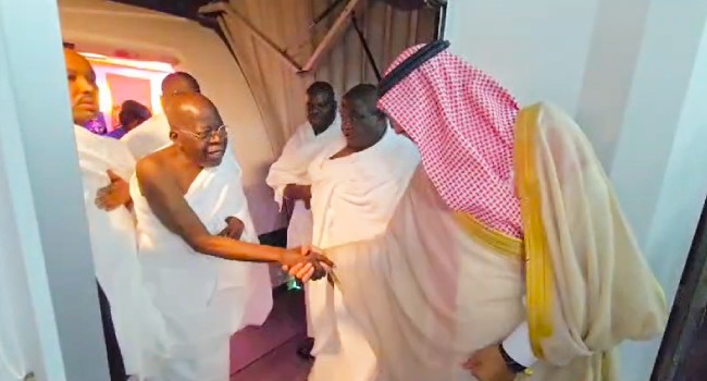 Tinubu-in-Saudi-Arabia(1) Umrah: Tinubu arrives in Saudi Arabia